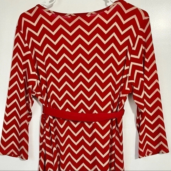 Sophia & Jayne Maternity Size Large red dress L Red Cream/tan Chevron - Picture 5 of 7